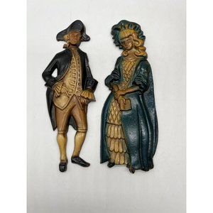 Sexton Cast Metal American Colonial Soldier Women Collectable Wall Plaque 7.5"